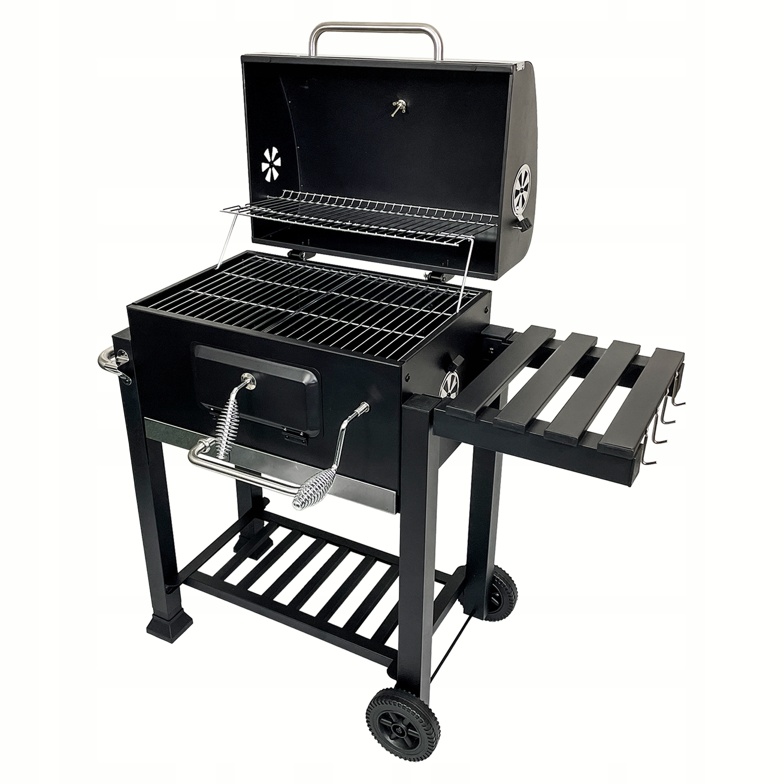 GRILL WĘGLOWY XXL PODWÓJNY RUSZT POKRYWA POPIELNIK TERMOMETR BBQ 1011